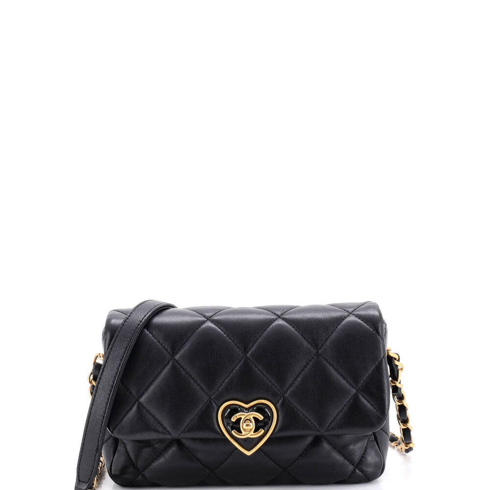 Chanel Small Coco Love CC Heart Flap Bag Quilted Lambskin